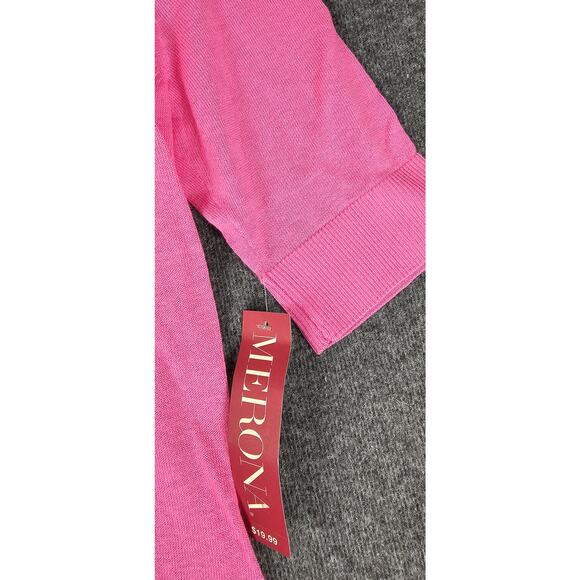 Merona womens cardigan sz L mid sleeve button up hot pink summer barbie - Picture 4 of 8